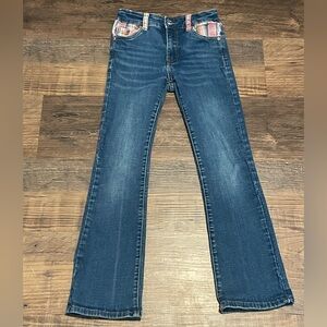 Kids Blue Jeans with Plaid Accents